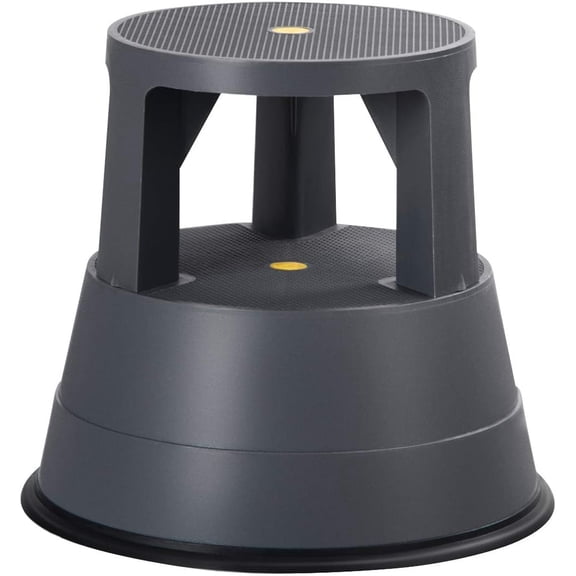 Rolling Step Stool, Round Rolling Stool with Wheels Max Load 350 lbs, Non-Slip & Locking Platform, Small Plastic Library Step Stools for Adults & Seniors, Ideal for Kitchen, Home Office, Garage