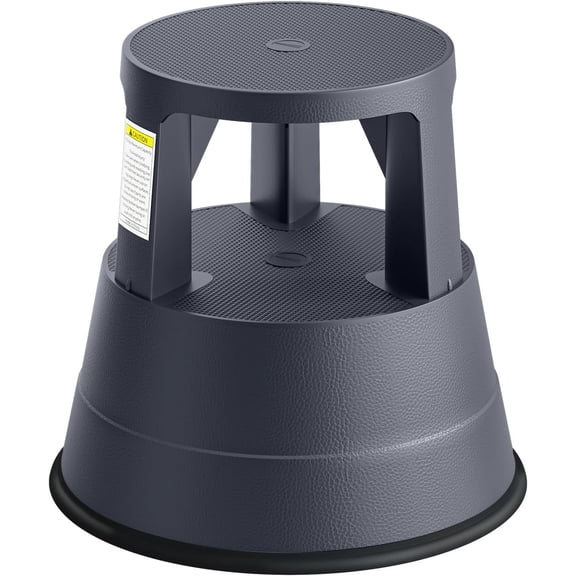 Rolling Step Stool with Wheels, 550lbs Capacity, Non-Slip Platform & Retractable Casters, Round Kick Stool for Library, Kitchen, Office, Garage, Portable for Adults/Seniors/Kids ()