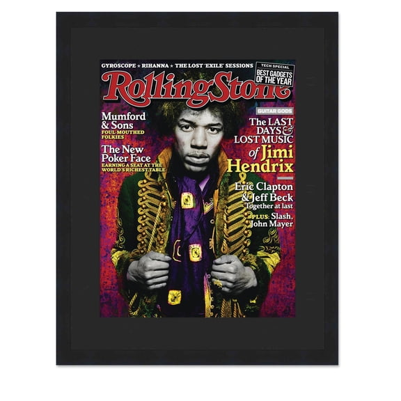Rolling Stone Magazine Display Frame (pub.10/08-6/18 ) Acrylic, Backing, and Black Mat - Fits