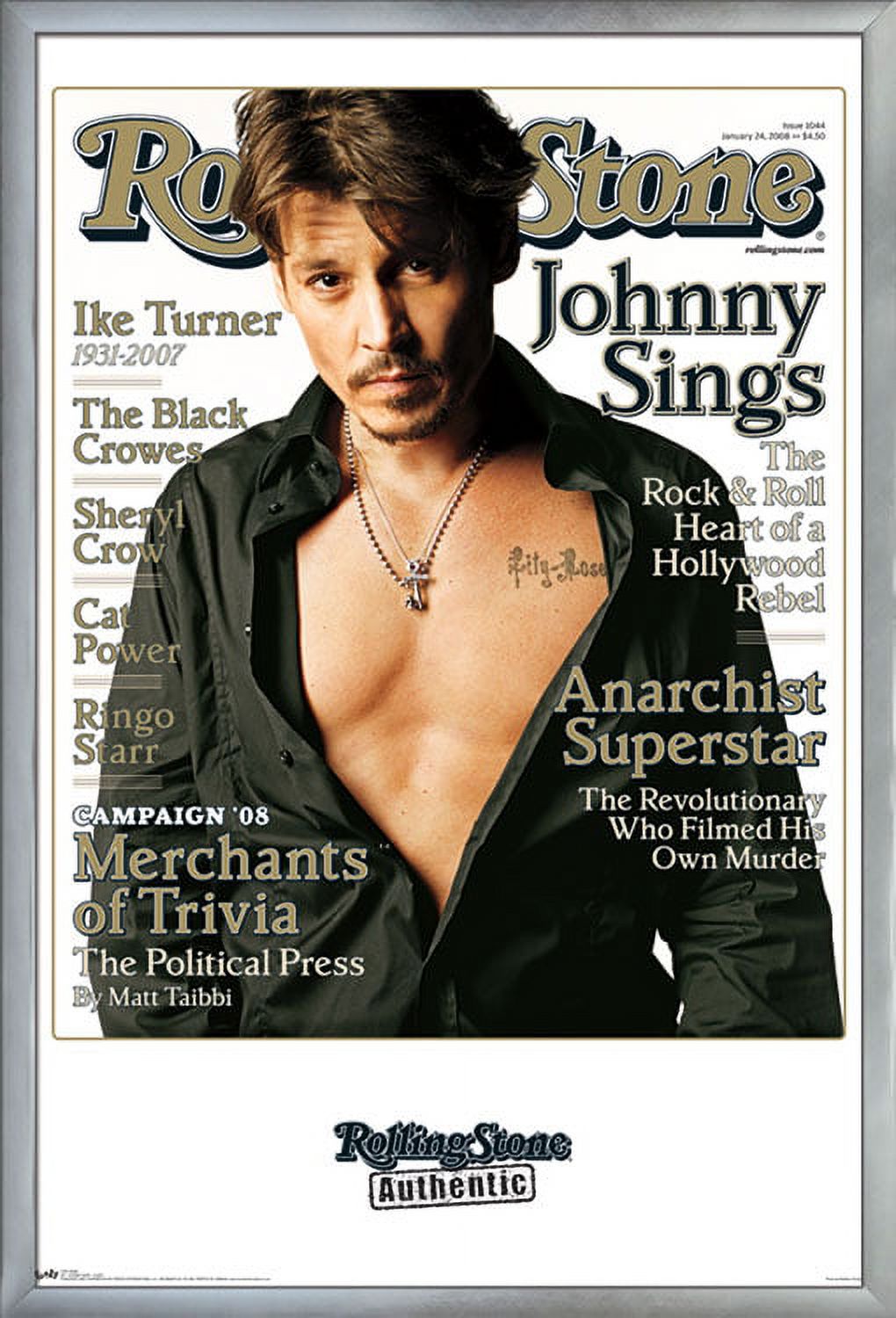 Rolling Stone Magazine - Johnny Depp - Chest Wall Poster, 22.375" x 34", Framed - image 1 of 2