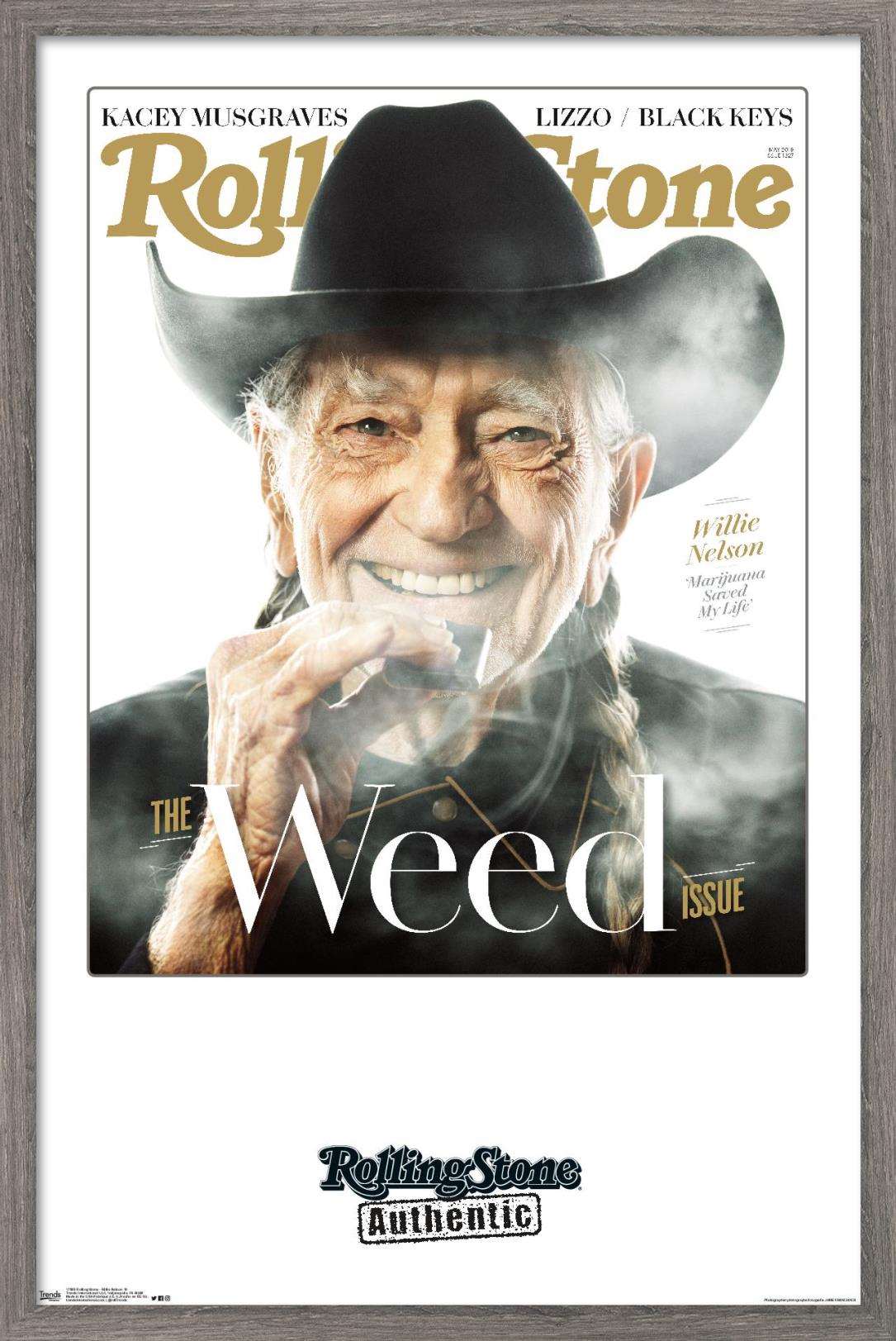 Rolling Stone Magazine - Willie Nelson 19 Wall Poster, 14.725" x 22.375", Framed