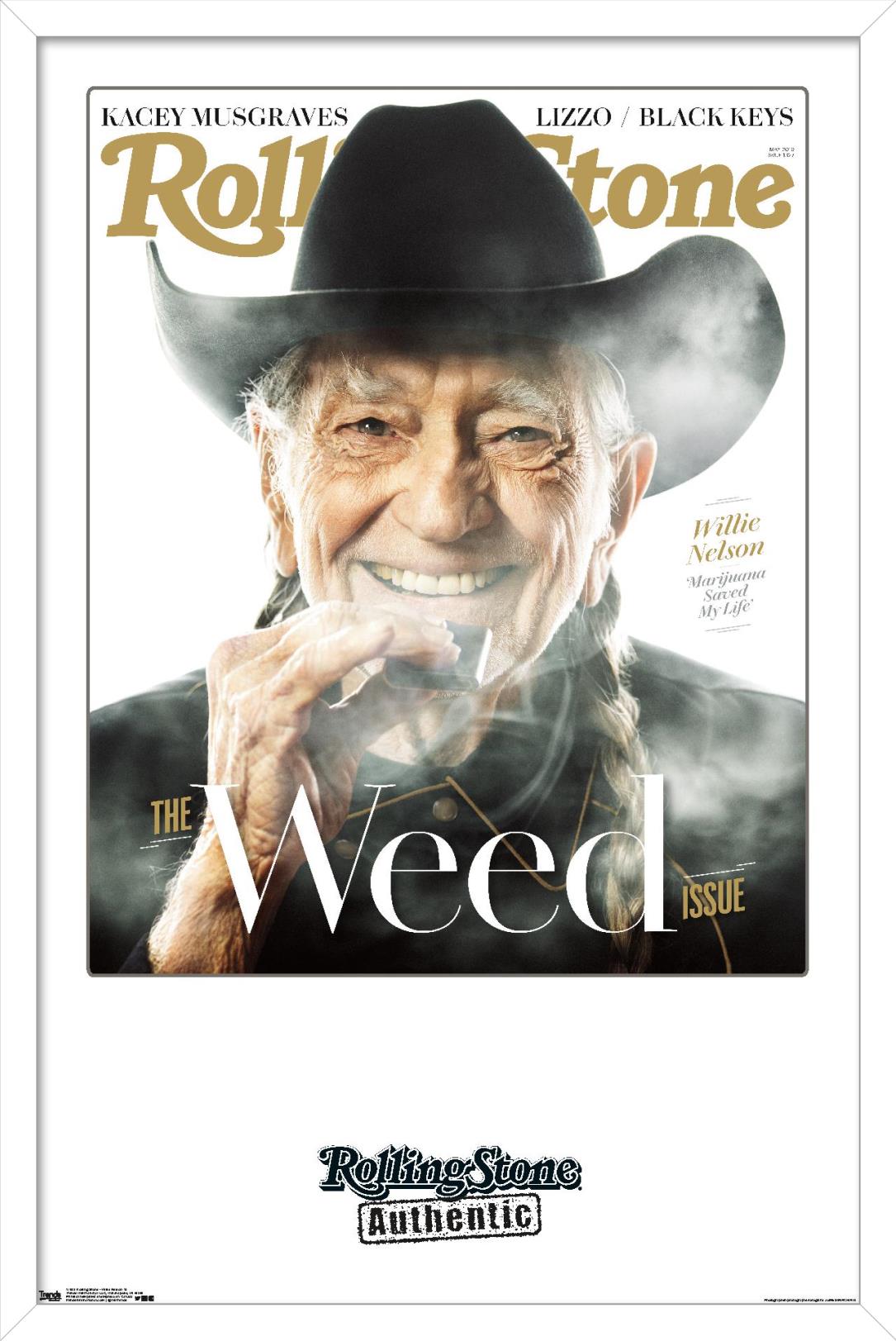 Rolling Stone Magazine - Willie Nelson 19 Wall Poster, 22.375" x 34", Framed