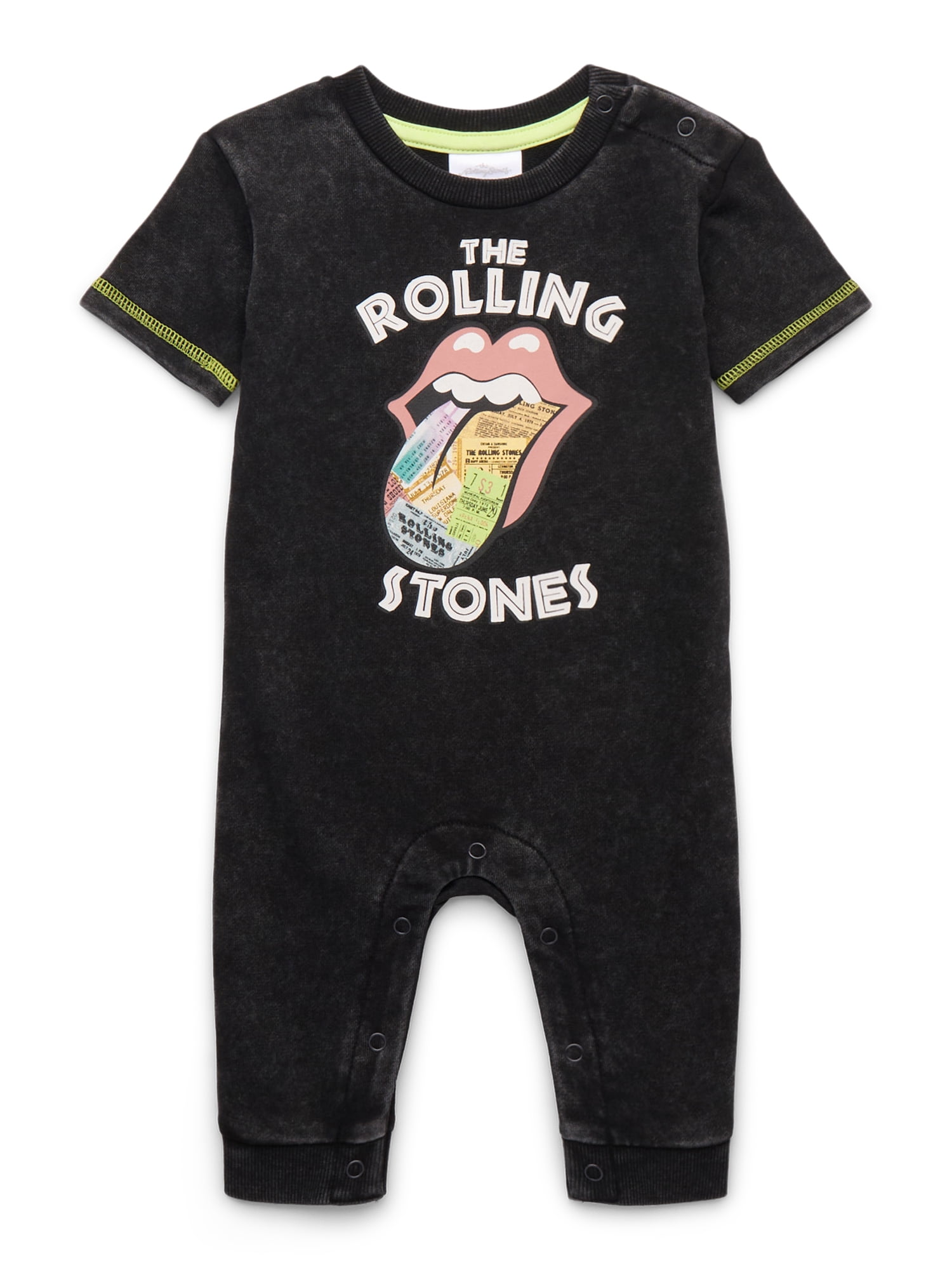 Rolling Stones Baby Graphic Romper with Short Sleeves, Sizes 0/3M- 24M