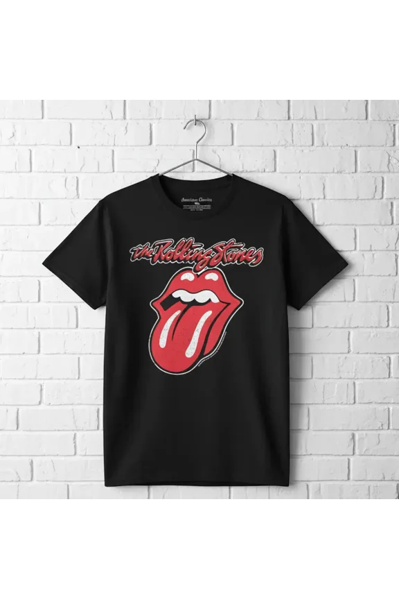Rolling Stones Classic Logo Men's T Shirt (Black, AdultL)