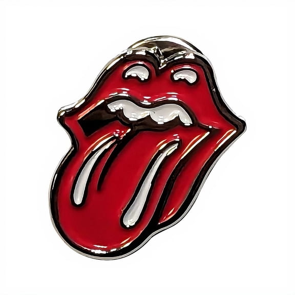 Rolling Stones Classic Tongue Silver Outline Badge Pin