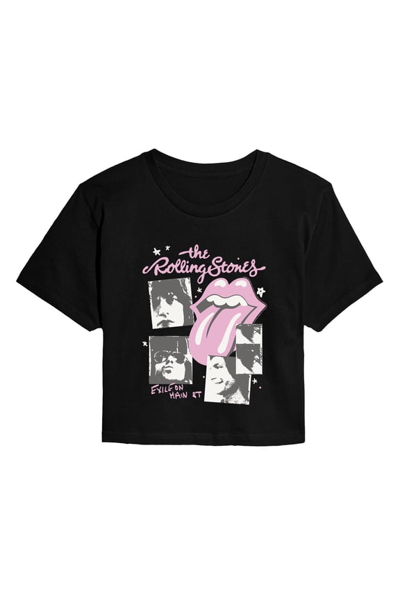 Rolling Stones - Doodles On Main - Juniors Cropped Graphic T-Shirt
