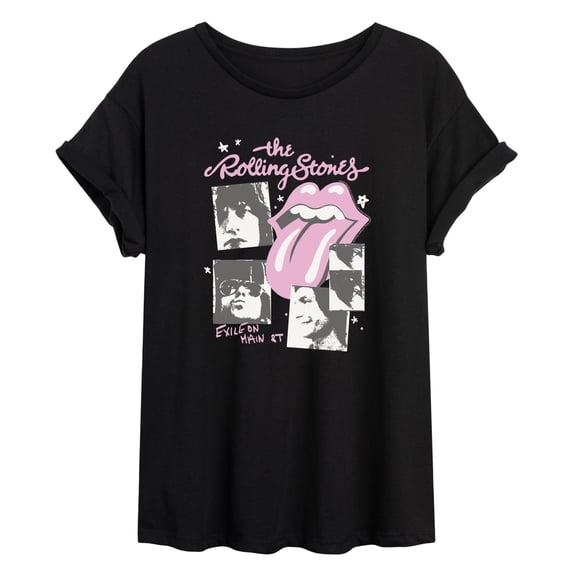Rolling Stones - Doodles On Main - Juniors Oversized Graphic T-Shirt