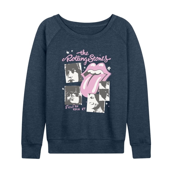 Rolling Stones - Lightweight French Terry Wide Neck Long Sleeve Graphic Shirt
