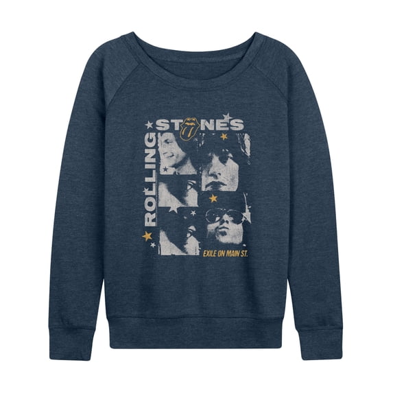 Rolling Stones - Lightweight French Terry Wide Neck Long Sleeve Graphic Shirt