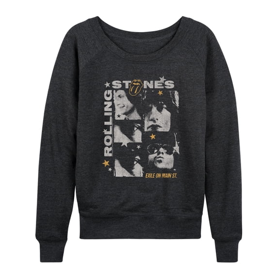 Rolling Stones - Lightweight French Terry Wide Neck Long Sleeve Graphic Shirt