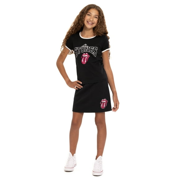 Rolling Stones Girls Short Sleeve Bow Detail Graphic T-Shirt, Sizes 4-16