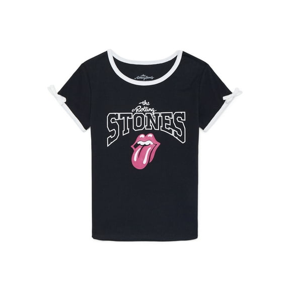 Rolling Stones Girls Short Sleeve Bow Detail Graphic T-Shirt, Sizes 4-16