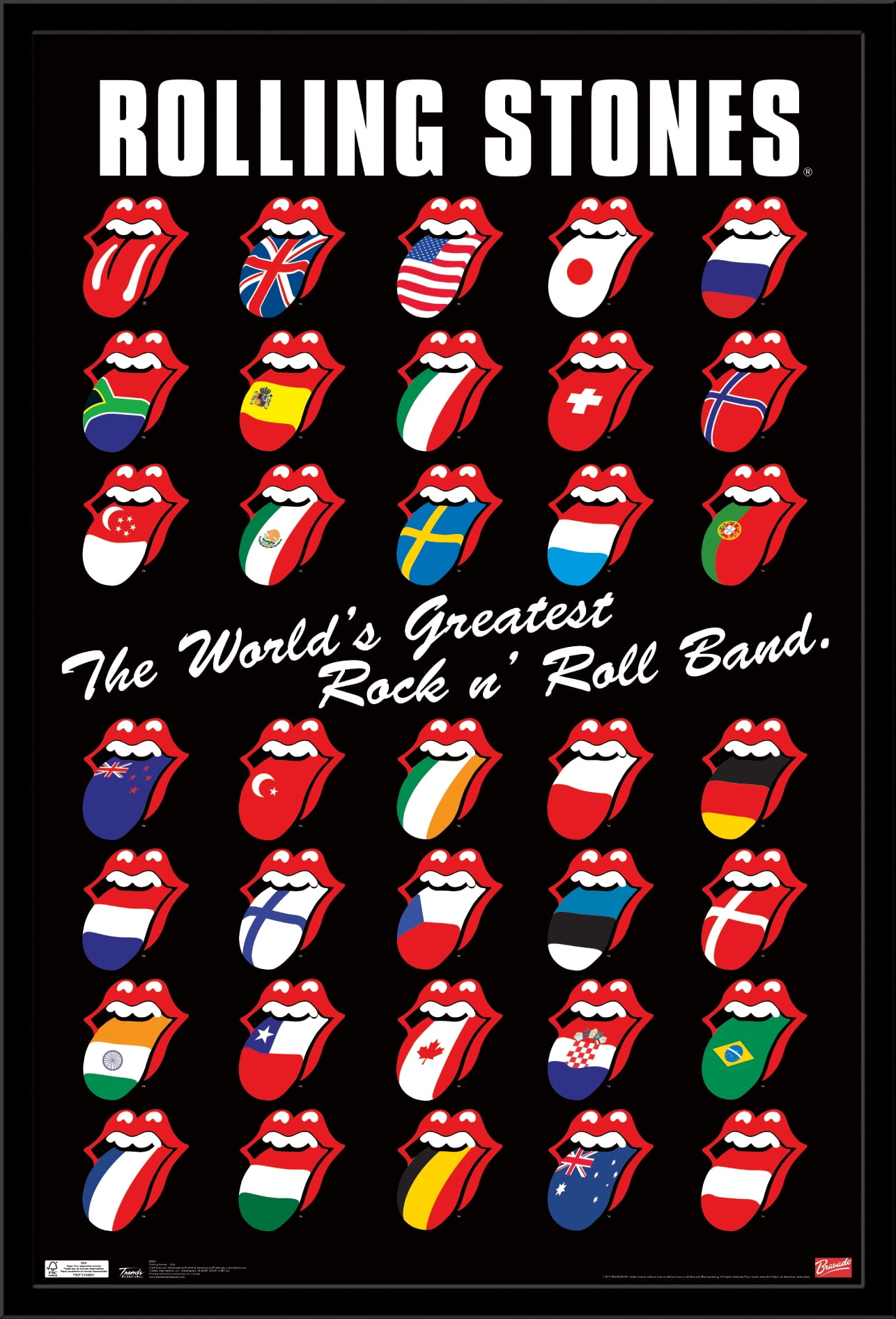Rolling Stones - Grid Wall Poster, 22.375" x 34", Framed