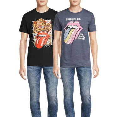 Rolling Stones Men's Band Graphic T-Shirts with Short Sleeves, 2-Pack, Sizes S-3XL