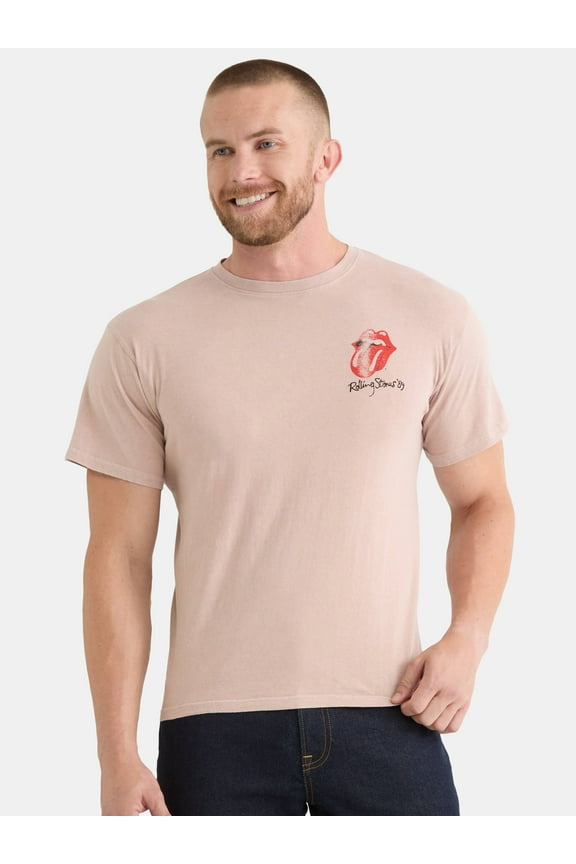 Men's and Big Men's Front Back Graphic Cotton Band Tee with Short Sleeves, Sizes S-3XL