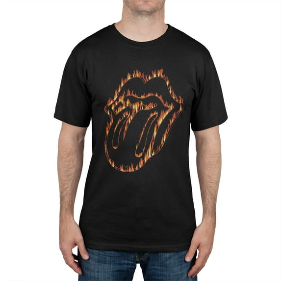 Rolling Stones Men's Flaming Tongue Short Sleeve T Shirt