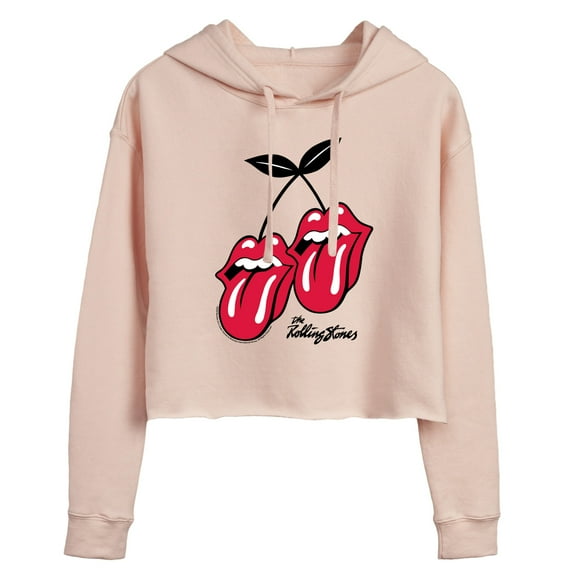 Rolling Stones - RS Cherry Logo - Women's Cropped Long Sleeve Fleece Hoodie