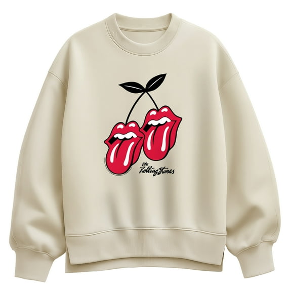 Rolling Stones - RS Cherry Logo - Women's Oversized Fleece Crew Sweatshirt