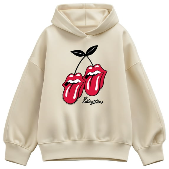 Rolling Stones - RS Cherry Logo - Women's Oversized Fleece Hoodie Sweatshirt
