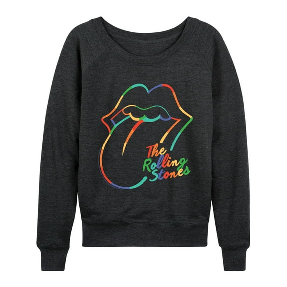 Rolling Stones - RS Logo Rainbow - Women's French Terry Long Sleeve Pullover
