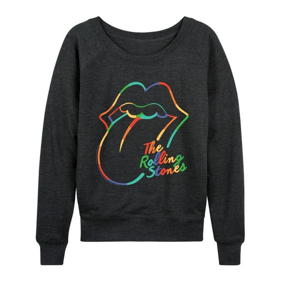Rolling Stones - RS Logo Rainbow - Women's French Terry Long Sleeve Pullover