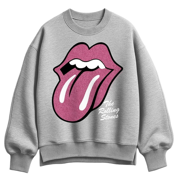 Rolling Stones - RS Pink Glitter - Women's Oversized Fleece Crew Sweatshirt