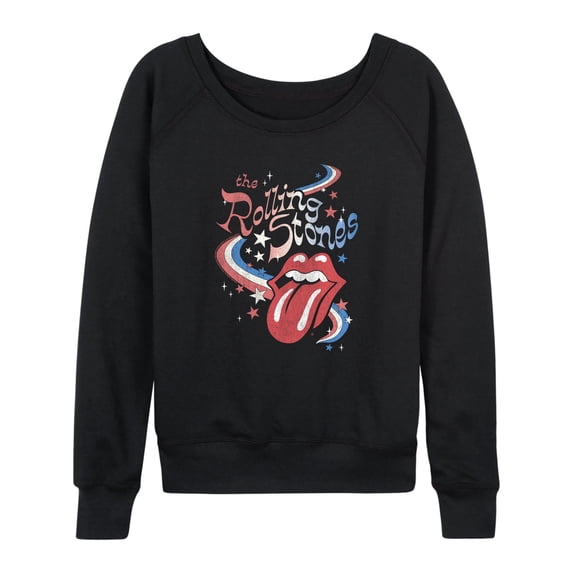Rolling Stones - Stars Women's Lightweight French Terry Wide Neck Long Sleeve Graphic Shirt