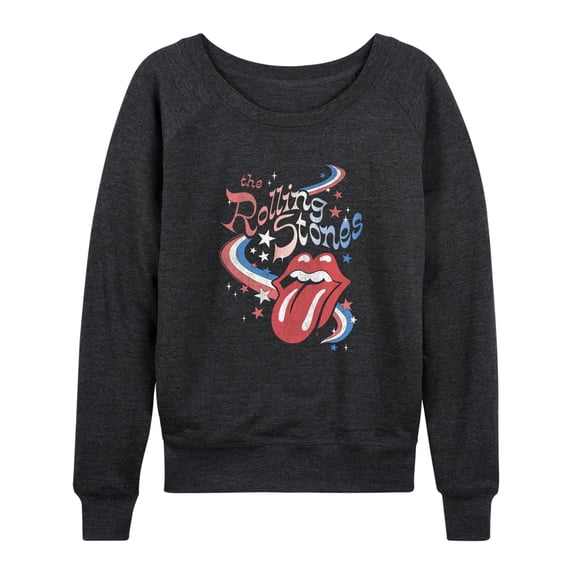 Rolling Stones - Stars Women's Lightweight French Terry Wide Neck Long Sleeve Graphic Shirt