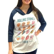 BEAUTE FASHION Rolling Stones T-Shirt Hoodie Tour Girls Juniors Hoodie 3/4 Sleeve Waffle-Knit Thermal Sleeve Tee Top (Size XL)