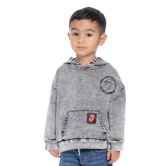 Rolling Stones Toddler Boys Mineral Washed Denim Graphic Hoodie, Sizes 12M-5T