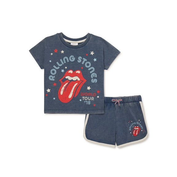 Rolling Stones Toddler Girls T-Shirt and Shorts Set, 2-Piece, Sizes 2T-5T