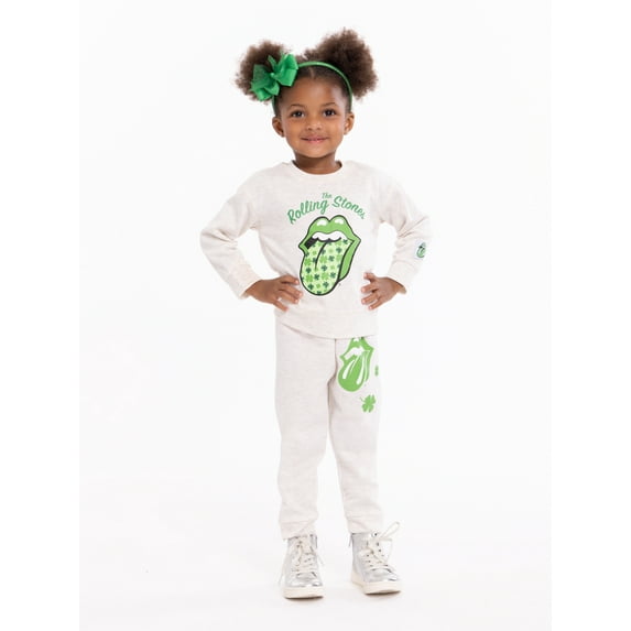 Rolling Stones Toddlers' St. Patrick's Day Graphic Sweatshirt and Jogger Pants Set, 2-Piece, Sizes 12M - 5T