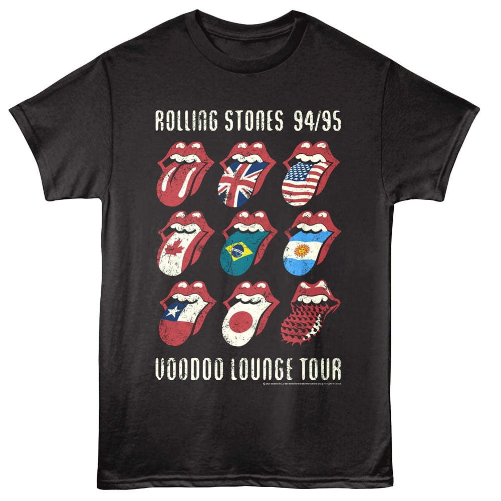 Rolling Stones - Voodoo Tongues - American Classics - Black Front Print Adult Short Sleeve T-Shirt