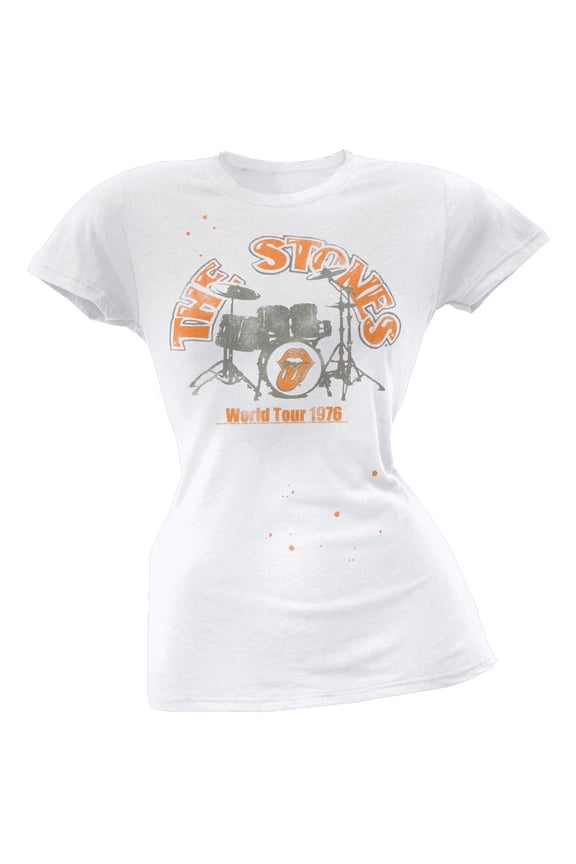 Rolling Stones Women's Juniors Drums 1976 Short Sleeve T Shirt