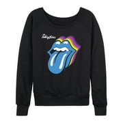 Rolling Stones - Womens Lightweight French Terry Wide Neck Long Sleeve Graphic Shirt