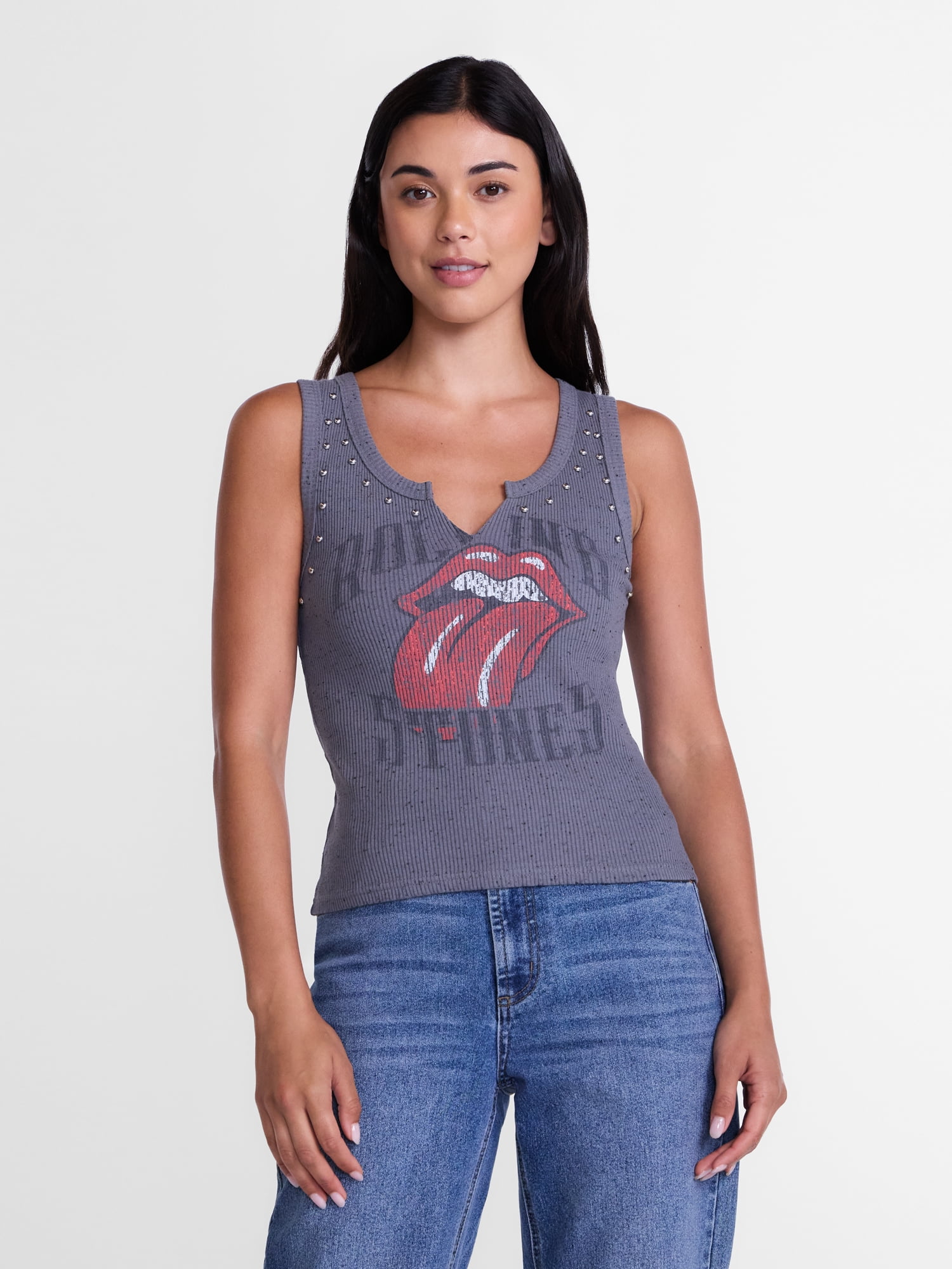 The Rolling Stones 90'sタンクトップ Rolling Stones Women's Studded Graphic Tank Top, Sizes XXS-4X