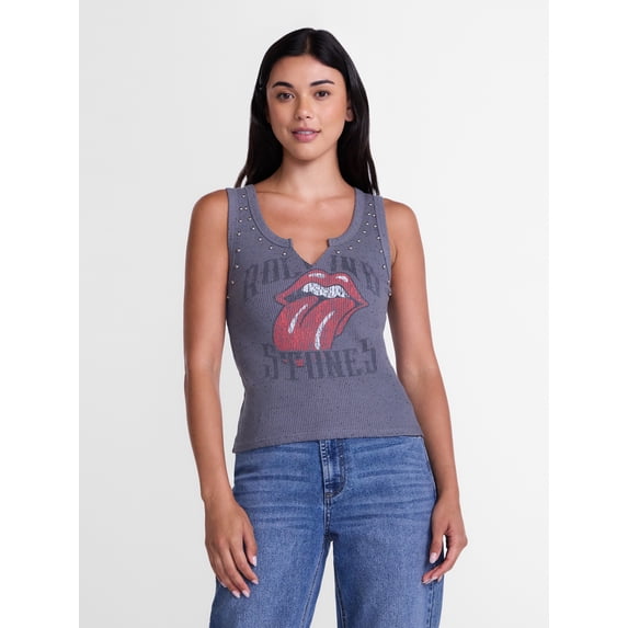 Rolling Stones Women's Studded Graphic Tank Top, Sizes XXS-4X