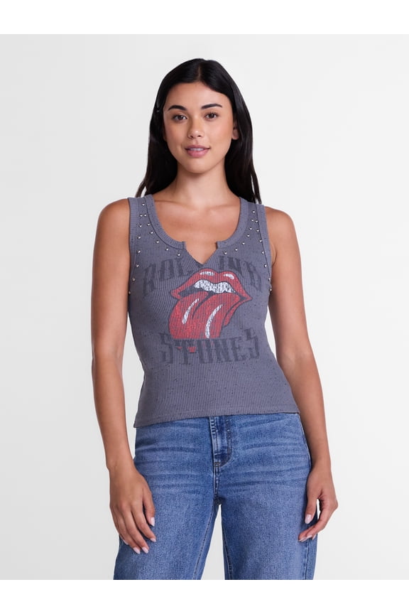 Rolling Stones Women's Studded Graphic Tank Top, Sizes XXS-4X