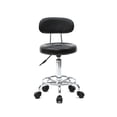 thumbnail image 1 of Rolling Stool with Back, Adjustable Stool Chair with Wheels and Footrest, PU Leather Upholstered Shop Stool for SPA Salon Home Bar, 13.4" x 13.4" x 32.87"(L*W*H), Black, 1 of 9