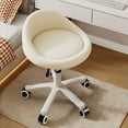 thumbnail image 1 of Rolling Stool – Ergonomic Swivel Seat, Adjustable Height, Ultra-Quiet Wheels, Padded PU Leather Cushion, for Salon, Office, Massage & Medical Use Beige, 1 of 7