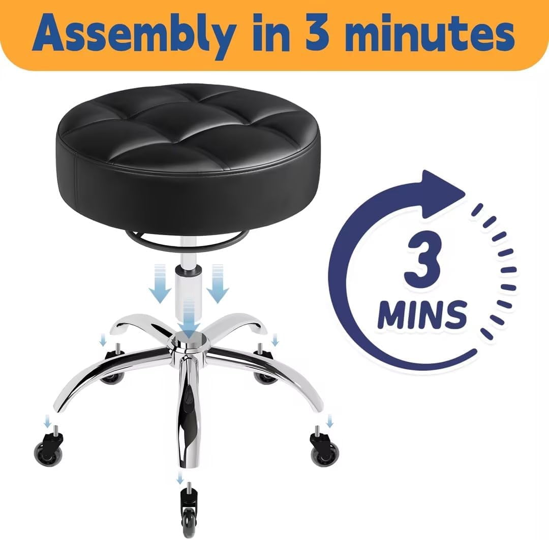 Squekey Rotating Stool Rolling Stool Heavy Duty 400lb: Super Soft Seat Cushion,360 ° Swive ...