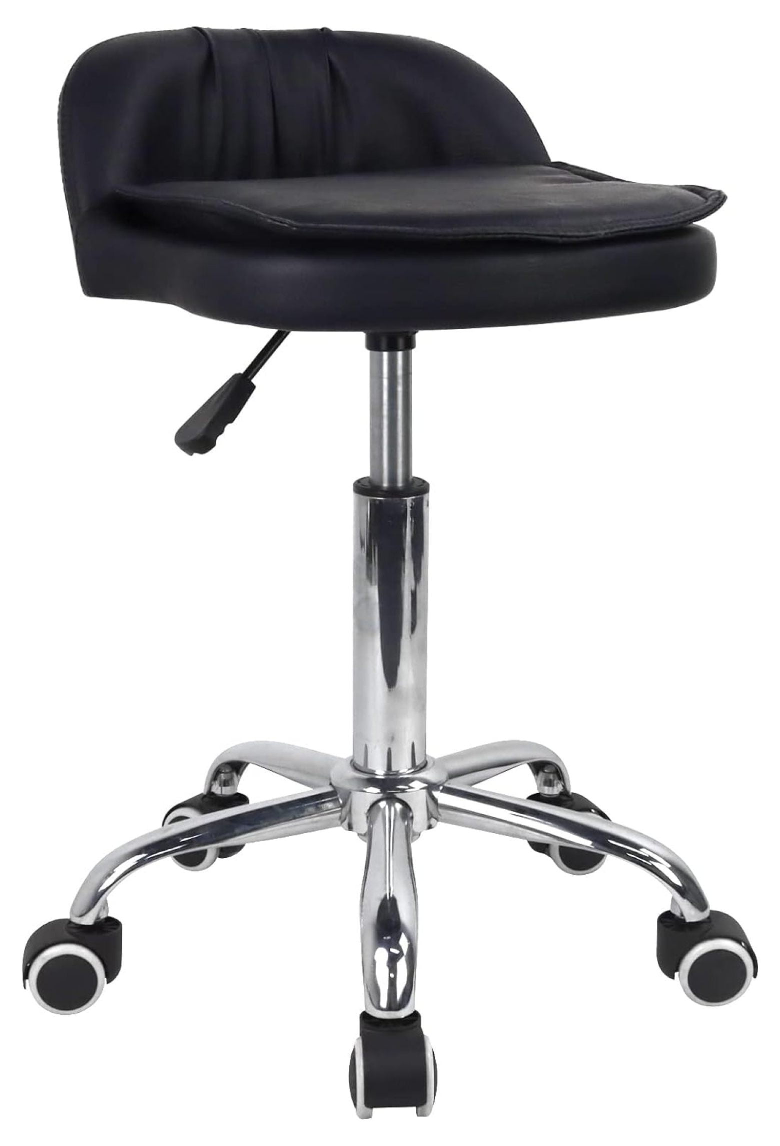 Black Adjustable Swivel Leather Spa Stool with Wheels