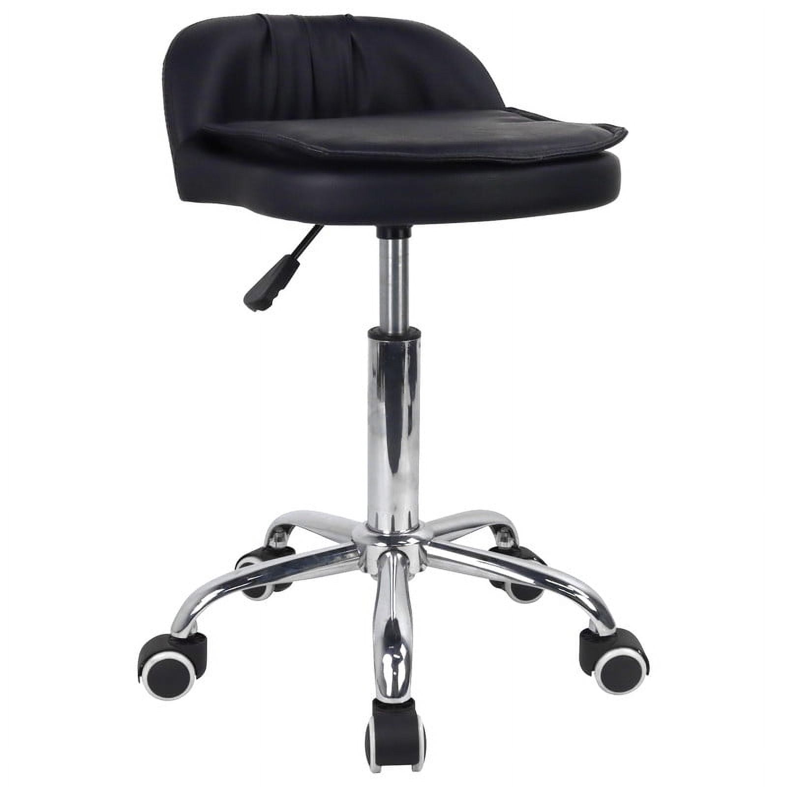 Rolling Stool Height Adjustable 360 Swivel with Universal Casters Leather Cushion with Low Back Rolling Chair with Wheels for Office Kitchen Desk Home Salon Shop Lab Bar Counter Black Walmart Business...