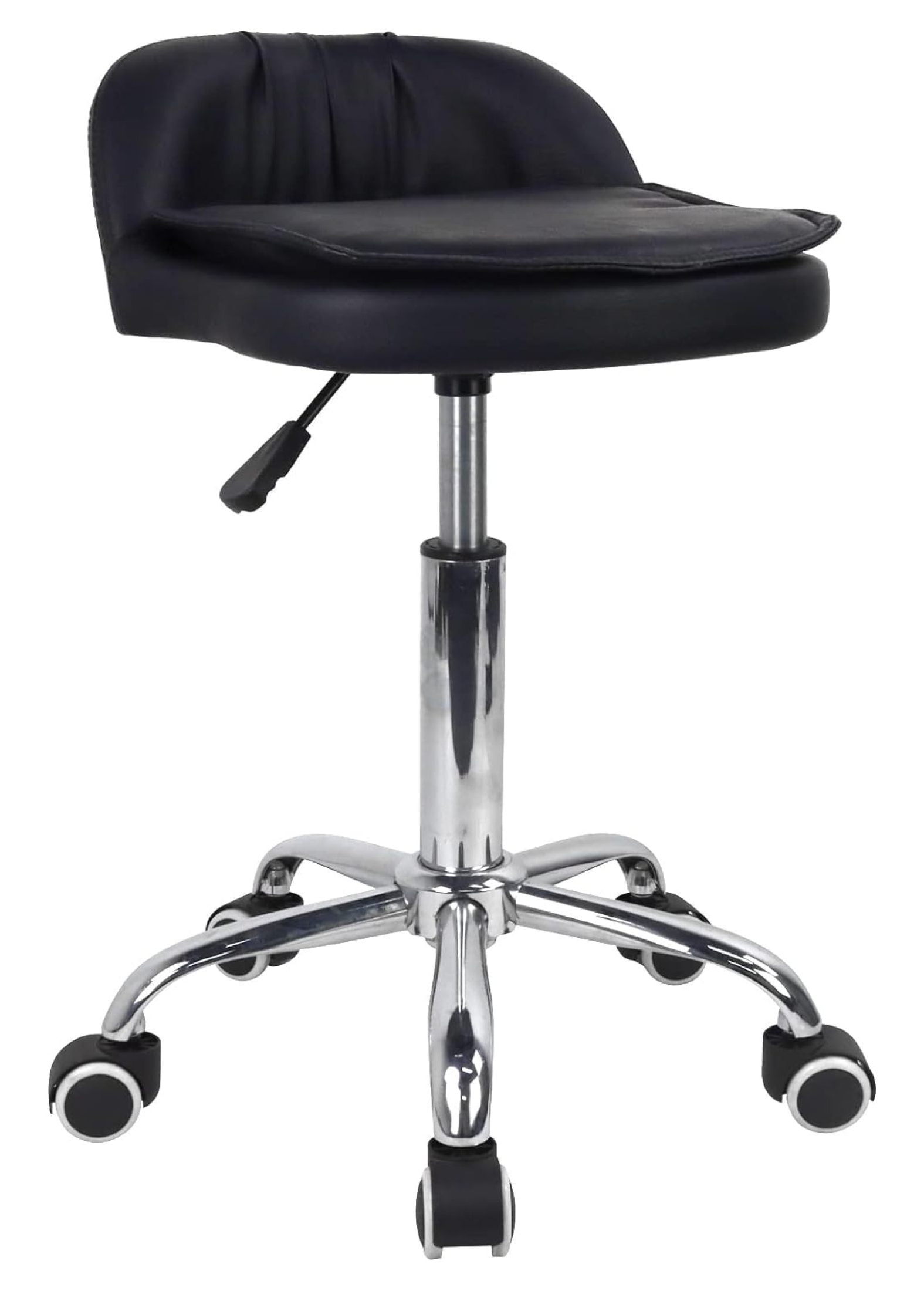 Black Adjustable Swivel Leather Spa Stool with Wheels