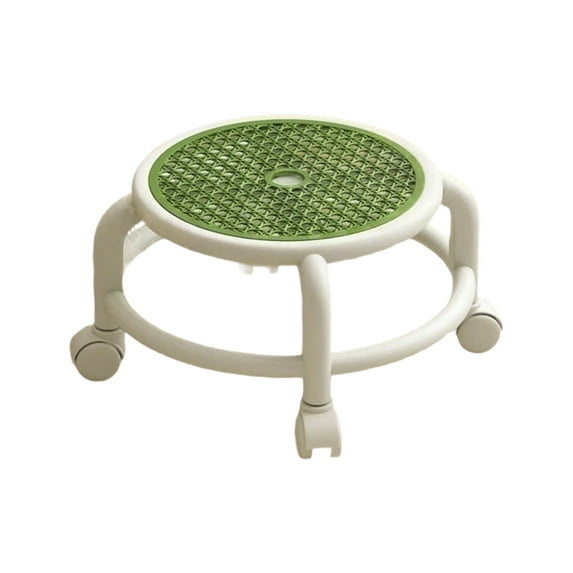 Rolling Stool, Low Stool, Small Wheeled Swivel Seat with Ergonomic Cushion, Compact Portable Plastic Stool for Home Use