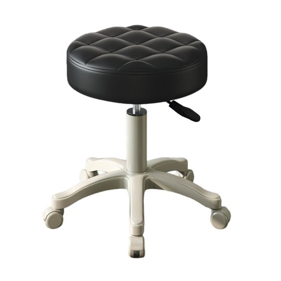 Rolling Stool with Wheels Faux Leather Soft Cushion Height Adjustable 360-Degree Swivel Armless Backless Drafting Work SPA Salon Bar Cafe Home Office Stool
