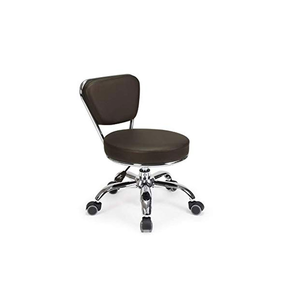 Rolling Stool with Wheels, Bar Stool with Backrest and Soft Cushion