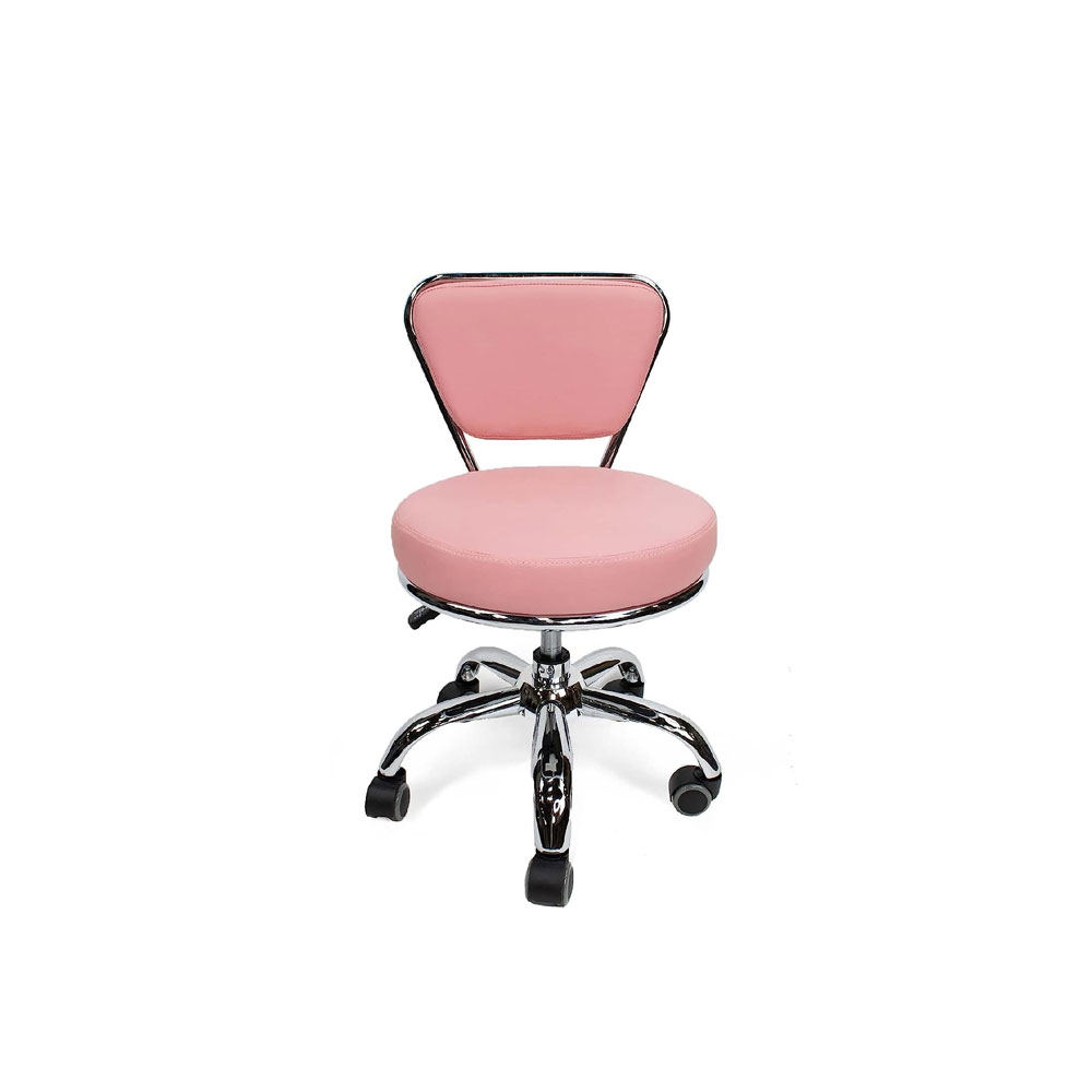 Rolling Stool with Wheels, Bar Stool with Backrest and Soft Cushion