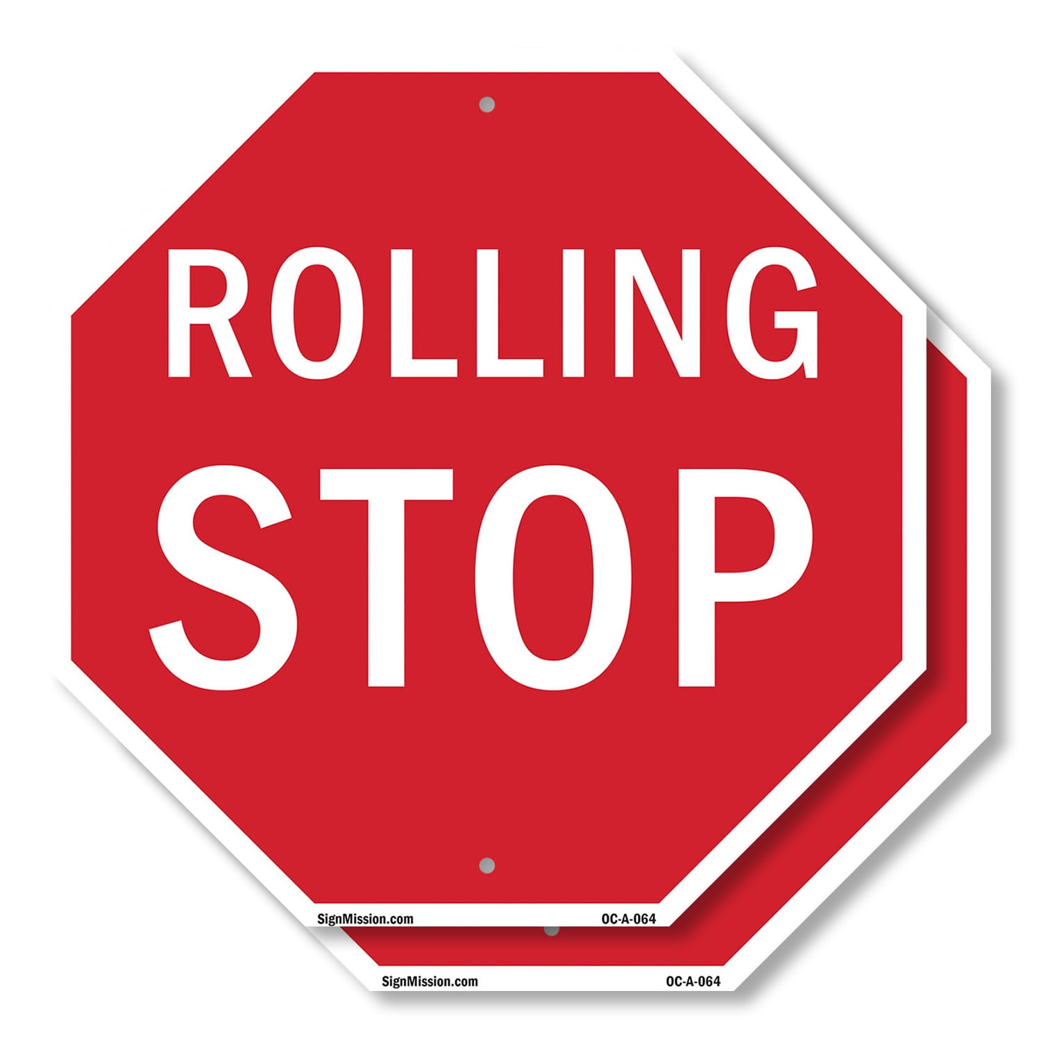 Rolling Stop (2 Pack) 18 inch X 18 inch Octagon Plastic Sign Weather