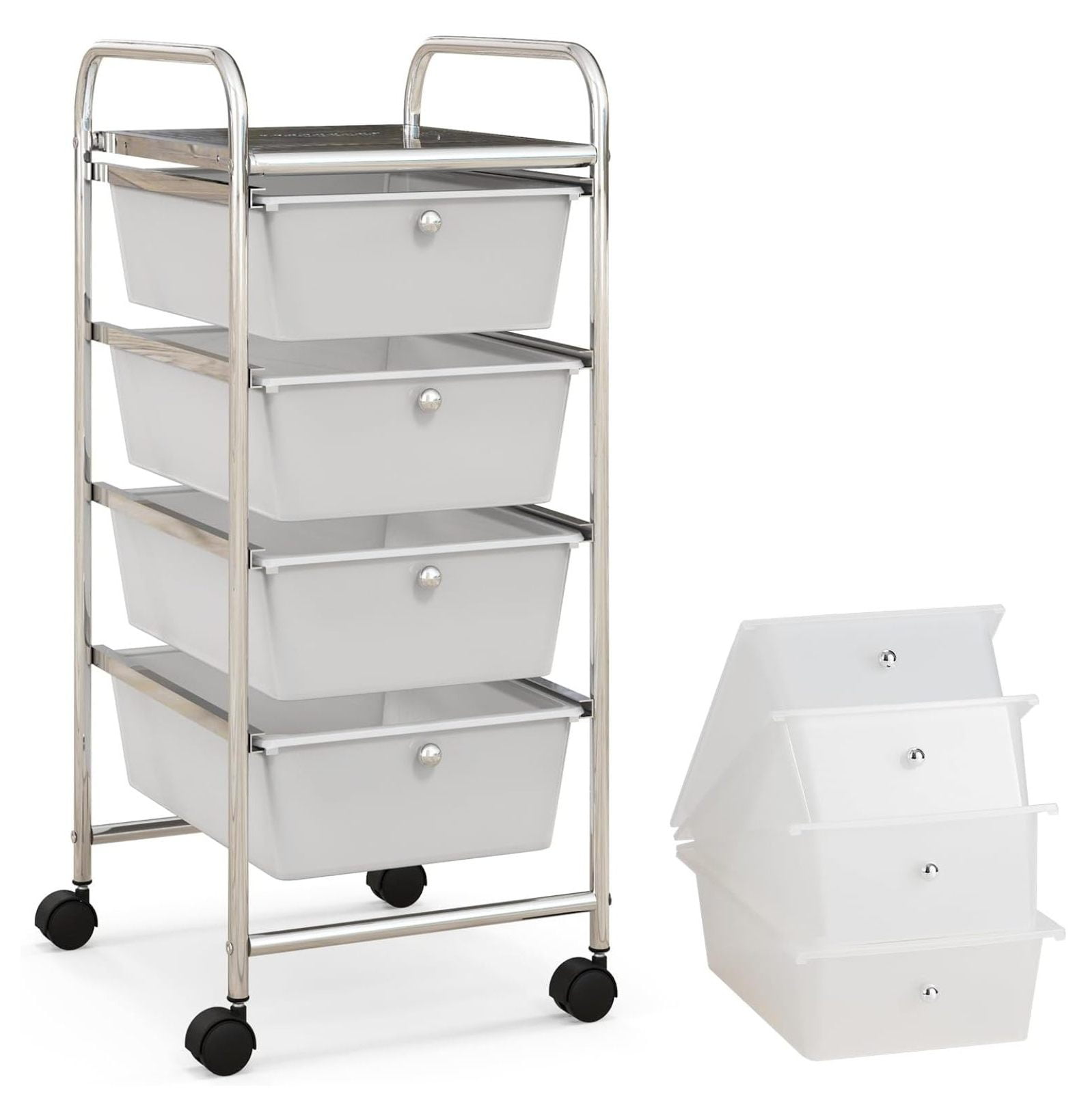 12-Drawer Rolling Storage Cart, Multifunctional Art Craft Organizer Cart Mobile Utility Storage Cart Removable Drawers Lockable Wheels Craft Cart Home - View #4